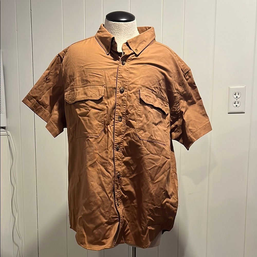 Men's Ruff Hewn Workwear  Brown Short Sleeve Shirt